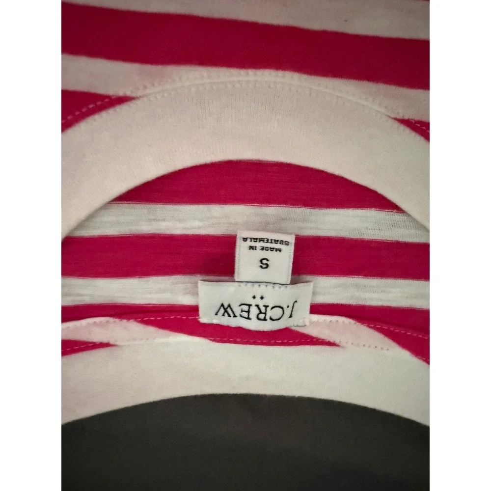 J.Crew Re-Imagined Pink White Striped Cotton T-Shirt Womens Small Short Sleeve